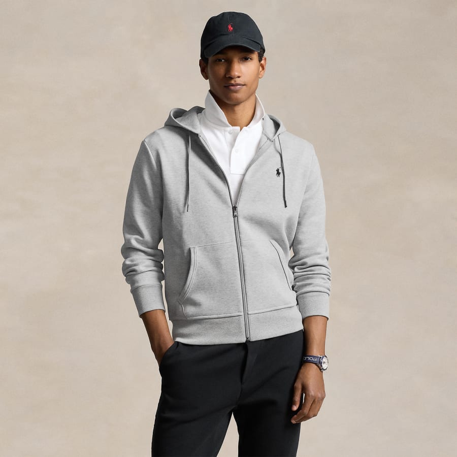Ralph Lauren Full Zip Hoodie Grey | Mainline Menswear